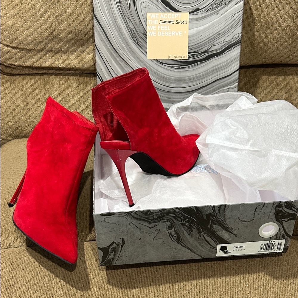 Jeffrey Campbell Vibrant Red Heeled Boots